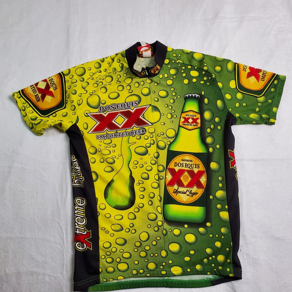 World Jerseys Mens Cycling Jersey Yellow Dos Equis Beer Graphic Short Sleeve L